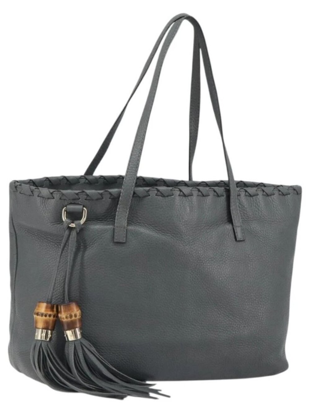 GUCCI Tote Bag Leather Outlet Gray Silver 354665 Auth 164491 - Picture 2 of 16